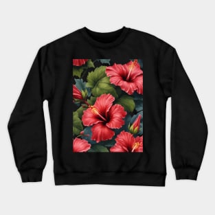 Fantasy Florals Hawaiian Hibiscus Vector Art 4 Crewneck Sweatshirt